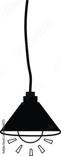 Hanging Pendant Lamp Silhouette Icon.