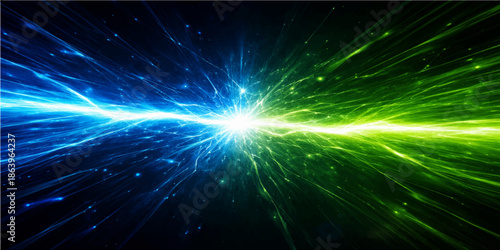 Abstract blue space background featuring a bright star burst and futuristic energy glow with a digital galaxy design pattern in dark science illustration