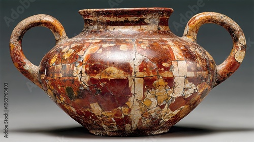 Ancient Decorative Pottery with Rich Patterns and Textures