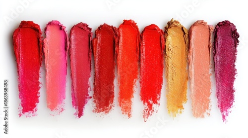 Colorful Lipstick Swatches on White Background for Beauty Enthusiasts
