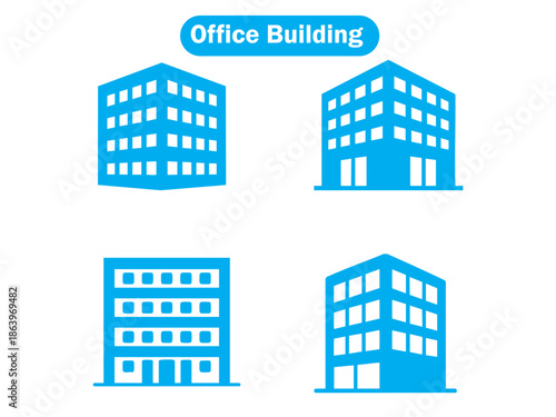 Modern Office Building Icon - Corporate Skyscraper Architecture Illustration in Vector Format