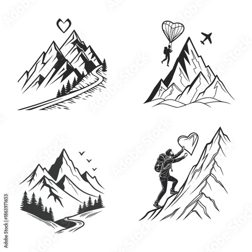Mountain adventure illustrations