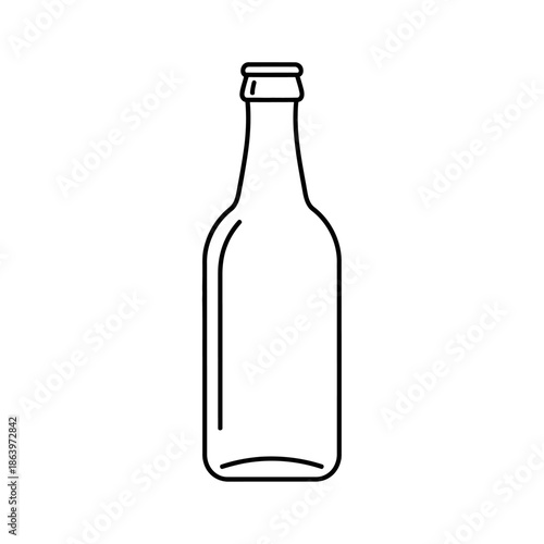 Empty Glass Bottle Outline Icon Vector Illustration