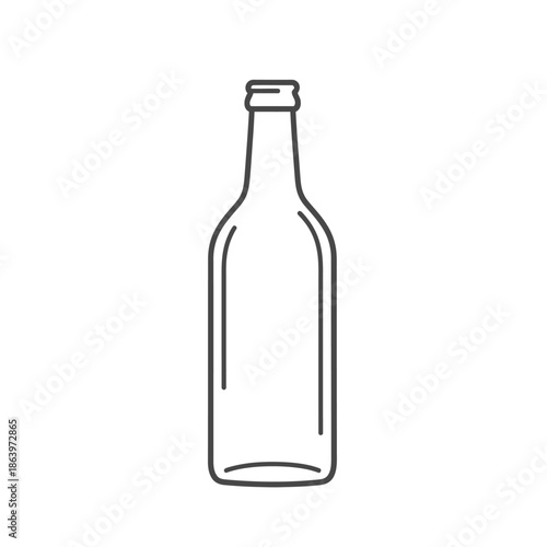 Empty Glass Bottle Outline Icon, Clear Beverage Container Vector