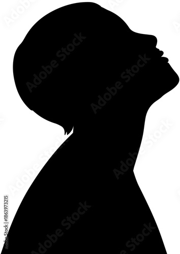 Person Looking Up – Black and White Silhouette of Contemplation