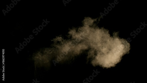 Freeze Motion Shot of Flying Sand Dust , Isolated on Black Background