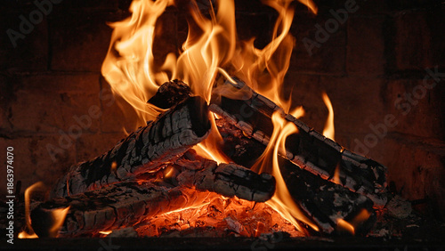 Ancient Castle Fireplace in Clay Oven , Close-up