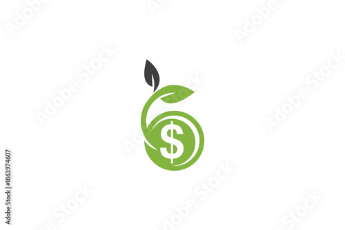 A green dollar sign with a plant growing out of it
