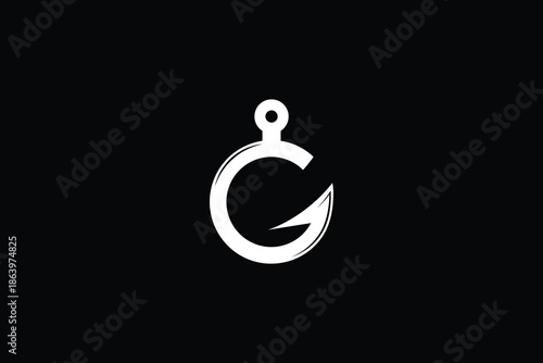 Minimal Fishhook Logo Design for Fishing, Marine, Outdoor and Nautical Brand Identity
