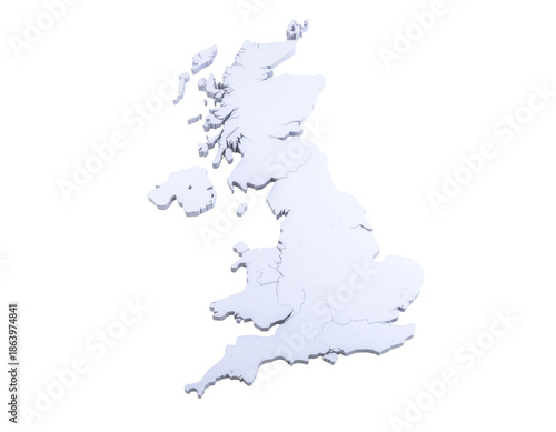 Map of united kingdom rendered in pale blue snow texture with cracked edges