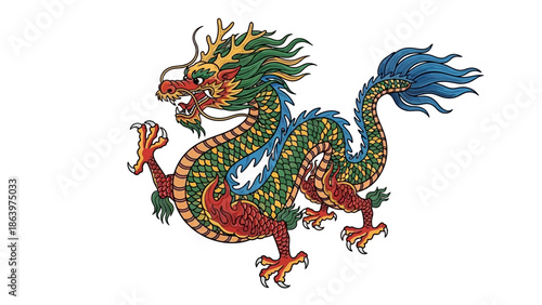 Traditional Chinese Dragon Clipart Mythical Creature Symbol.