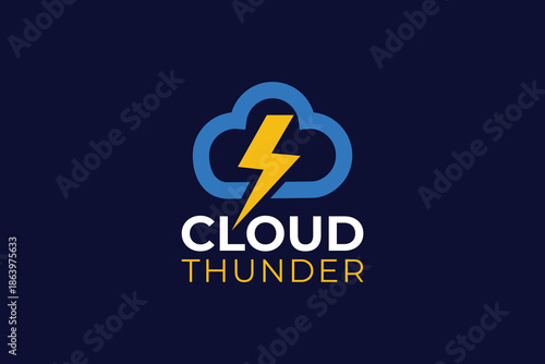 Minimal Sleek Cloud Thunder Logo Template