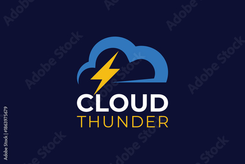 Minimal Sleek Cloud Thunder Logo Template