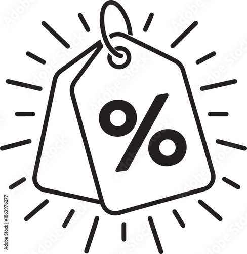 Discount tag with percentage symbol isolated on white background, Vector, illustration