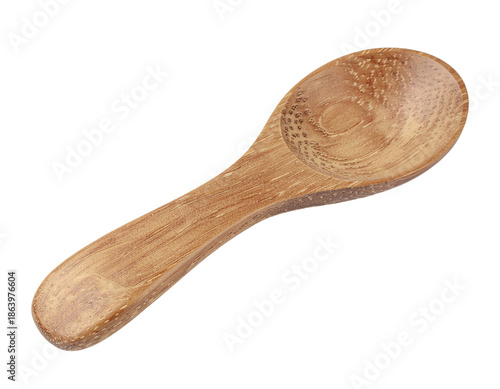 Wooden kitchen spoon with rounded bowl and natural grain texture