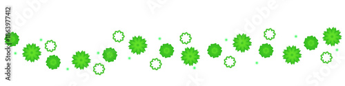 Wallpaper Mural A fresh decorative border featuring small green flower and circle elements arranged in a horizontal pattern, enhanced with soft glow and texture effects on transparent background Torontodigital.ca