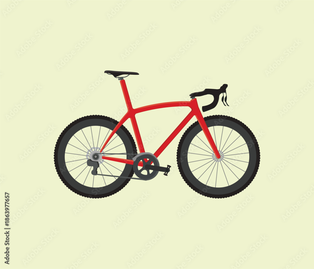 Obraz premium Gravel bicycle with drop handlebars and disc brakes. Vector Ilustration.
