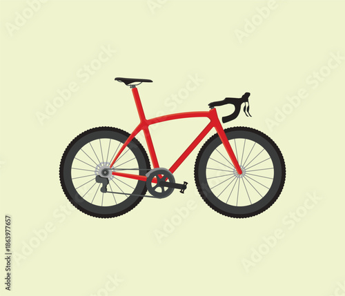 Gravel bicycle with drop handlebars and disc brakes. Vector Ilustration.