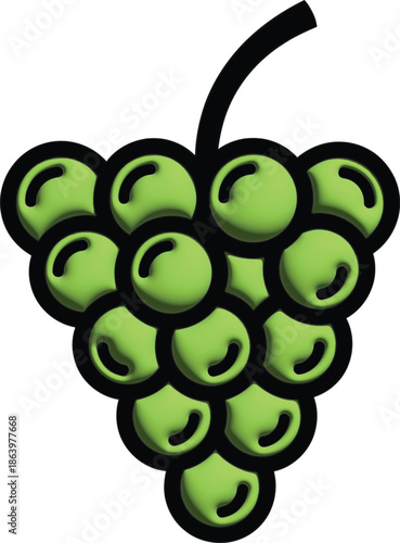 Green Grape illustration: A vibrant illustration of a cluster of fresh green grapes, showcasing their plump texture and natural beauty, evoking the essence of refreshment and simplicity. AI Generative