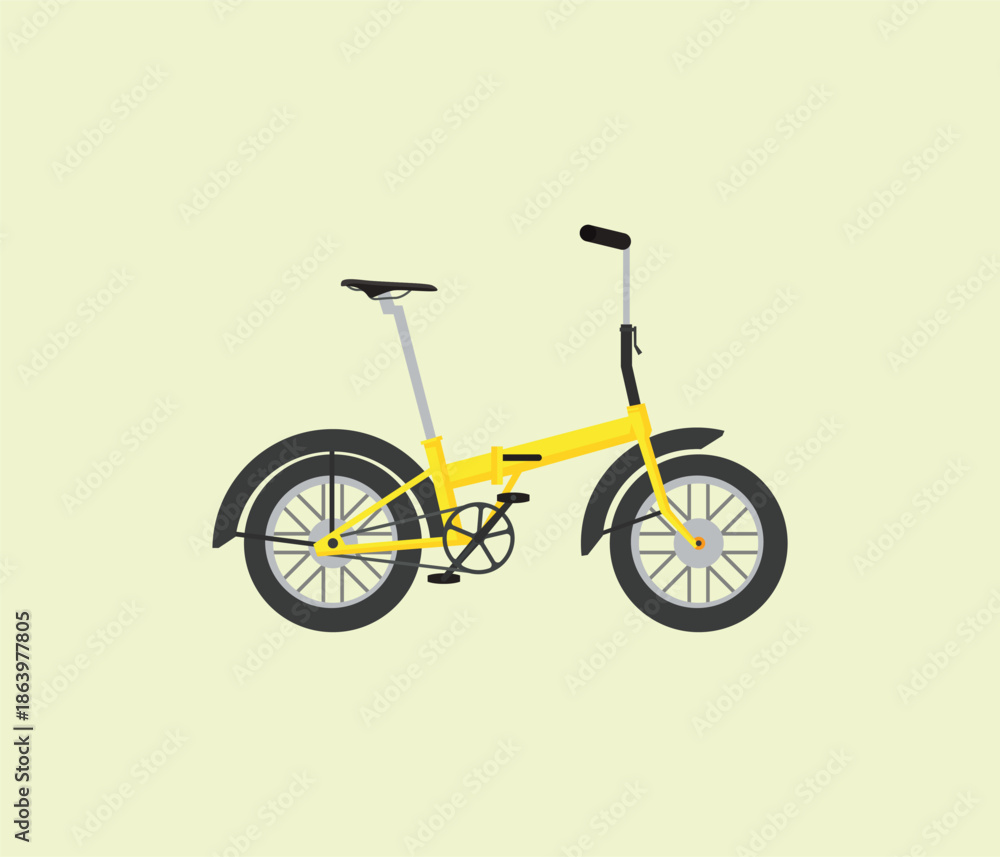 Fototapeta premium Folding bike with small wheels and a compact frame.