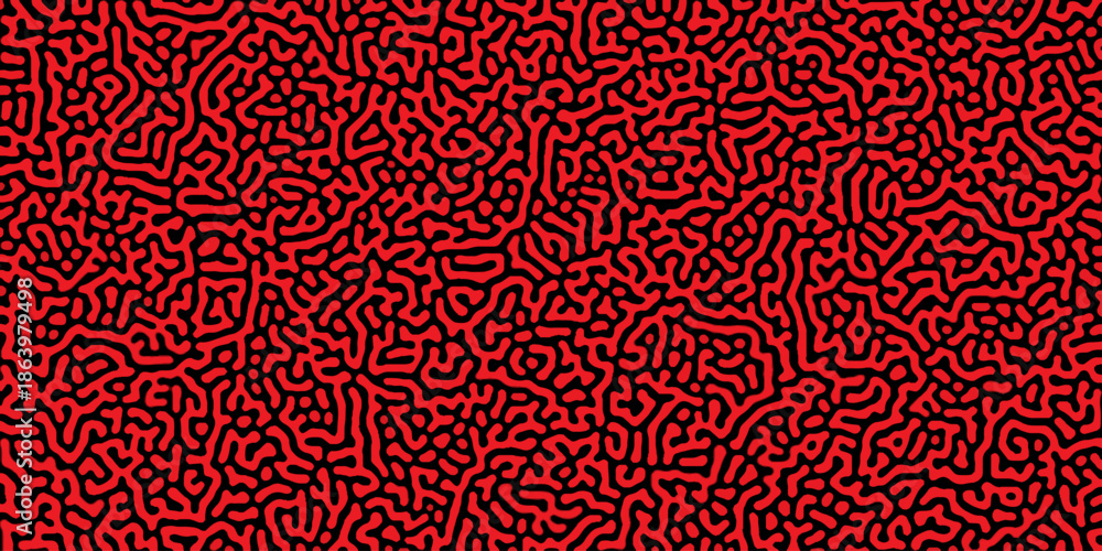 Fototapeta premium Turing reaction diffusion monochrome seamless pattern with chaotic motion . Natural seamless line pattern. Reaction-diffusion or truing pattern formation. abstract truing organic 