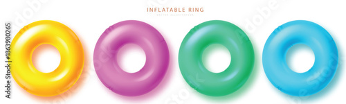 Realistic Inflatable Ring Vector Set for Summer Pool and Beach Activities