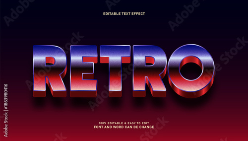 Retro 80s Synthwave Text Effect with Chrome Gradient and 3D Style