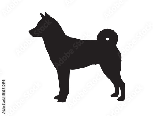 Dog in silhouette white background..