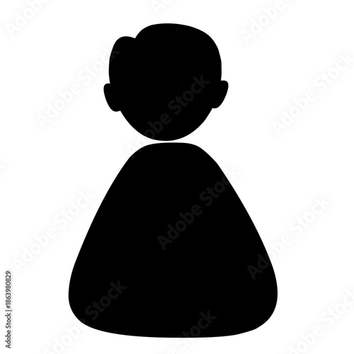 Black Silhouette Of A Man Head and Shoulder, A Placeholder Image On A White Background.