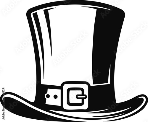 Stylish top hat with elegant buckle and curved brim