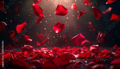Falling Rose Petals Valentine Background