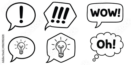 Collection of exclamation and idea speech bubbles