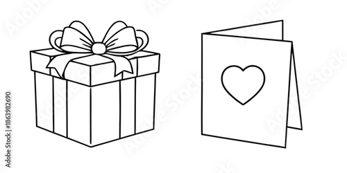 Gift box and heartfelt card illustration