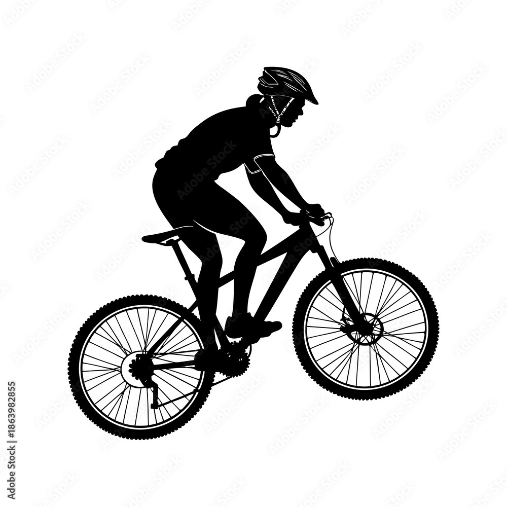 Naklejka premium silhouette of a man riding a bicycle