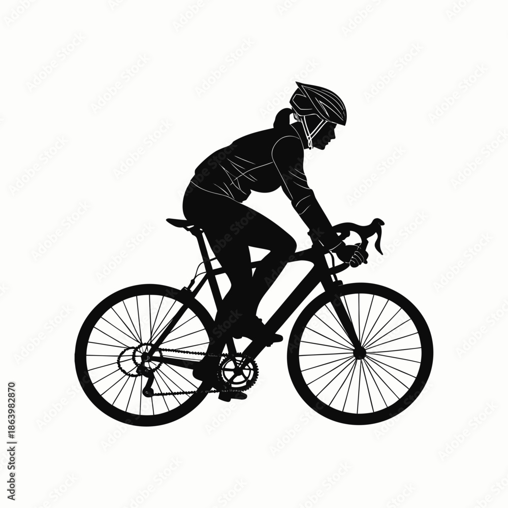 Naklejka premium silhouette of a man riding a bicycle