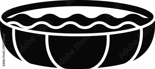 Black and White Vector Graphic Illustration of a Bowl with Wavy Liquid Perfect for Graphic Design