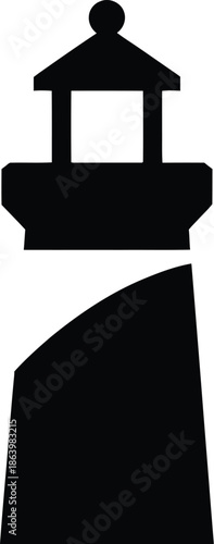 Black Silhouette Lighthouse Vector Graphic Icon - Navigation Symbol for Coastal Guidance and Safety