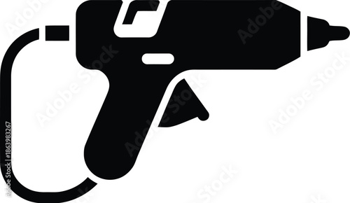 Black Silhouette Vector Graphic of Pneumatic Air Powered Drill Tool for Industrial Use