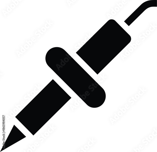 Soldering Iron Vector Graphic Icon - Black Silhouette Design for Electronics and DIY Projects