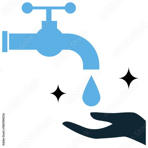 Hand washing icon vector for hygiene signs. Ideal for bathroom etiquette, cleaning hands, fighting germs, and sanitation instructions.