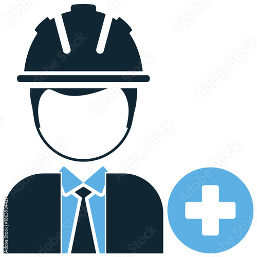 Occupational safety icon vector for construction sites. Ideal for illustrating protective gear, hard hats, work hazards, and industrial security.