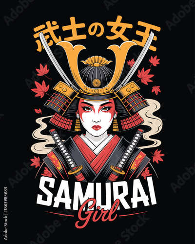 Detailed portrait of a Japanese onna-musha female samurai warrior