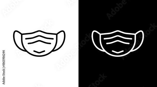 Face Mask White Icon Set Vector 