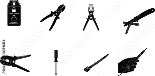 Electrician tool silhouettes for professionals and diy enthusiasts