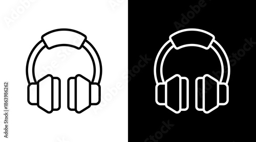 Ear Protection White Icon Set Vector 