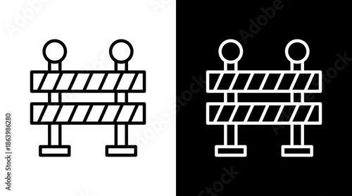 Barrier White Icon Set Vector 