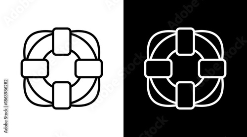 Life Buoy White Icon Set Vector 