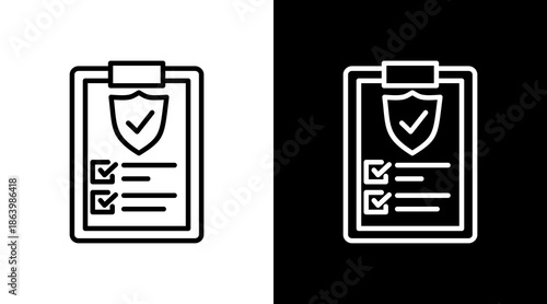 Checklist White Icon Set Vector 