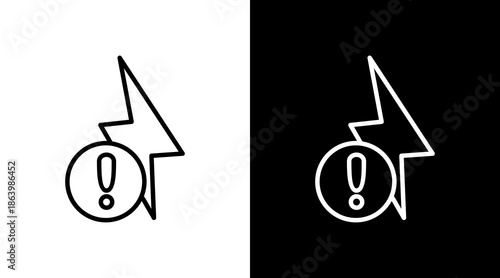 High Voltage White Icon Set Vector 