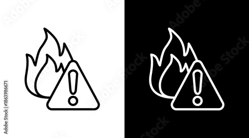 Fire White Icon Set Vector 
